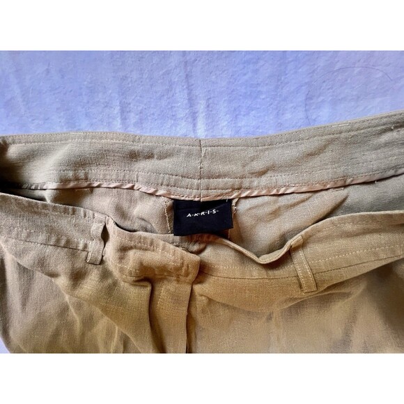Akris Linen Pants Tan Switzerland Size 10 Wide Leg - Picture 2 of 15